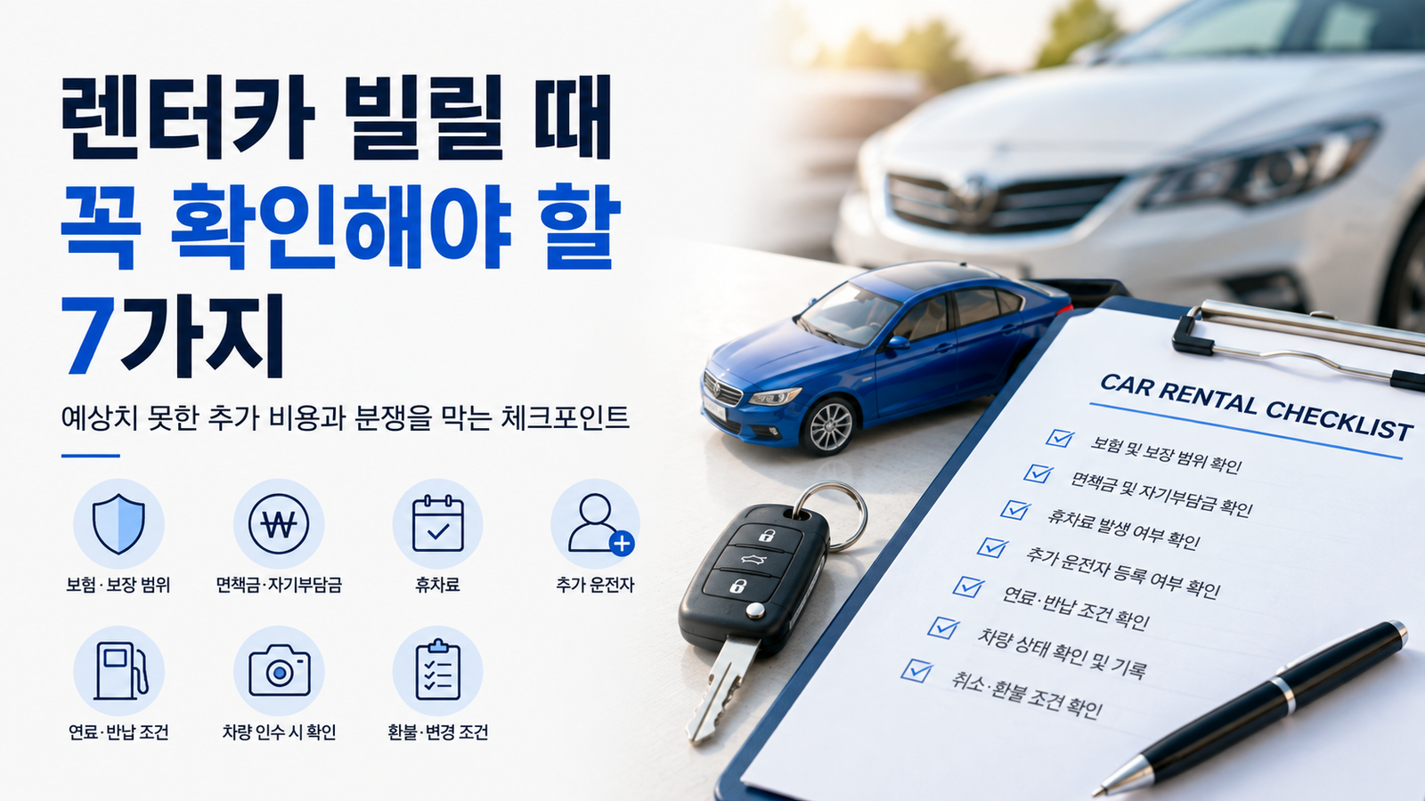 렌터카 빌릴 때 꼭 확인해야 할 7가지, 싸게 예약하기 전에 이것부터 보세요