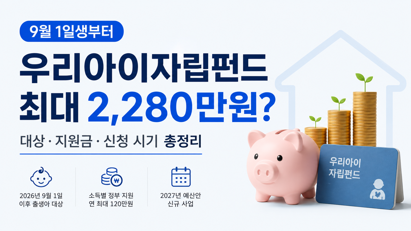 9월 1일생부터 2,280만원?” 우리아이자립펀드, 지원 대상과 금액 총정리